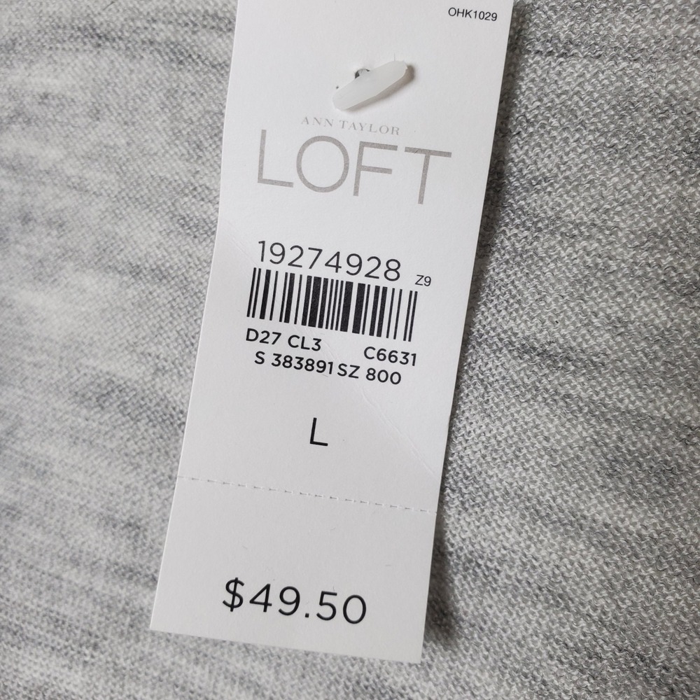LOFT Womens Heathered Gray Cardigan Wool Blend Knit Button Up Sweater Size Large - Picture 8 of 10